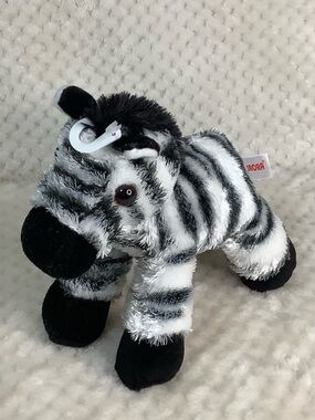 Aurora World Plush Black and White Zebra Mini Flopsie Stuffed Animal Toy